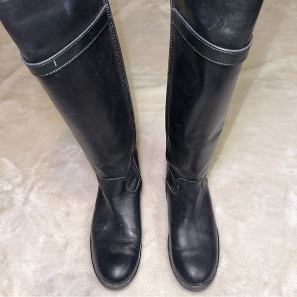 Italian Shoemakers Black Tall Leather Boots Size 8 - Picture 4 of 13